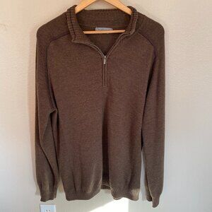 Smartwool Half Zip Merino Wool V-Neck Sweater Mens XL Brown